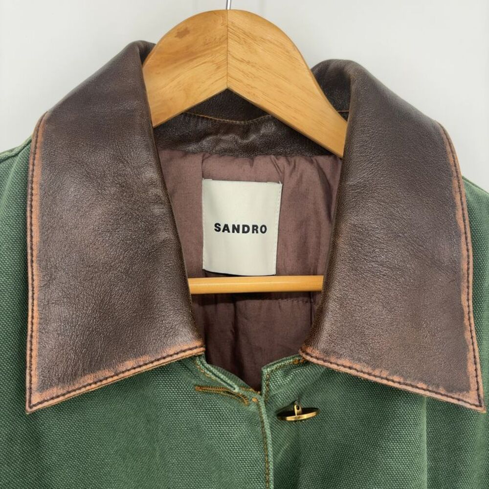 Sandro Utility Jacket with Brown Corduroy Collar - Picture 2 of 4